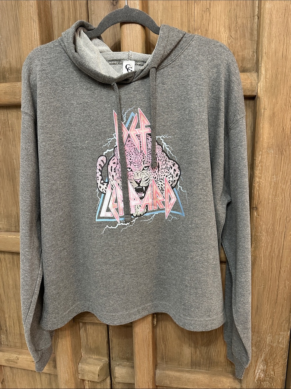 C&C California Gray Hoodie with Pink Leopard Graphic